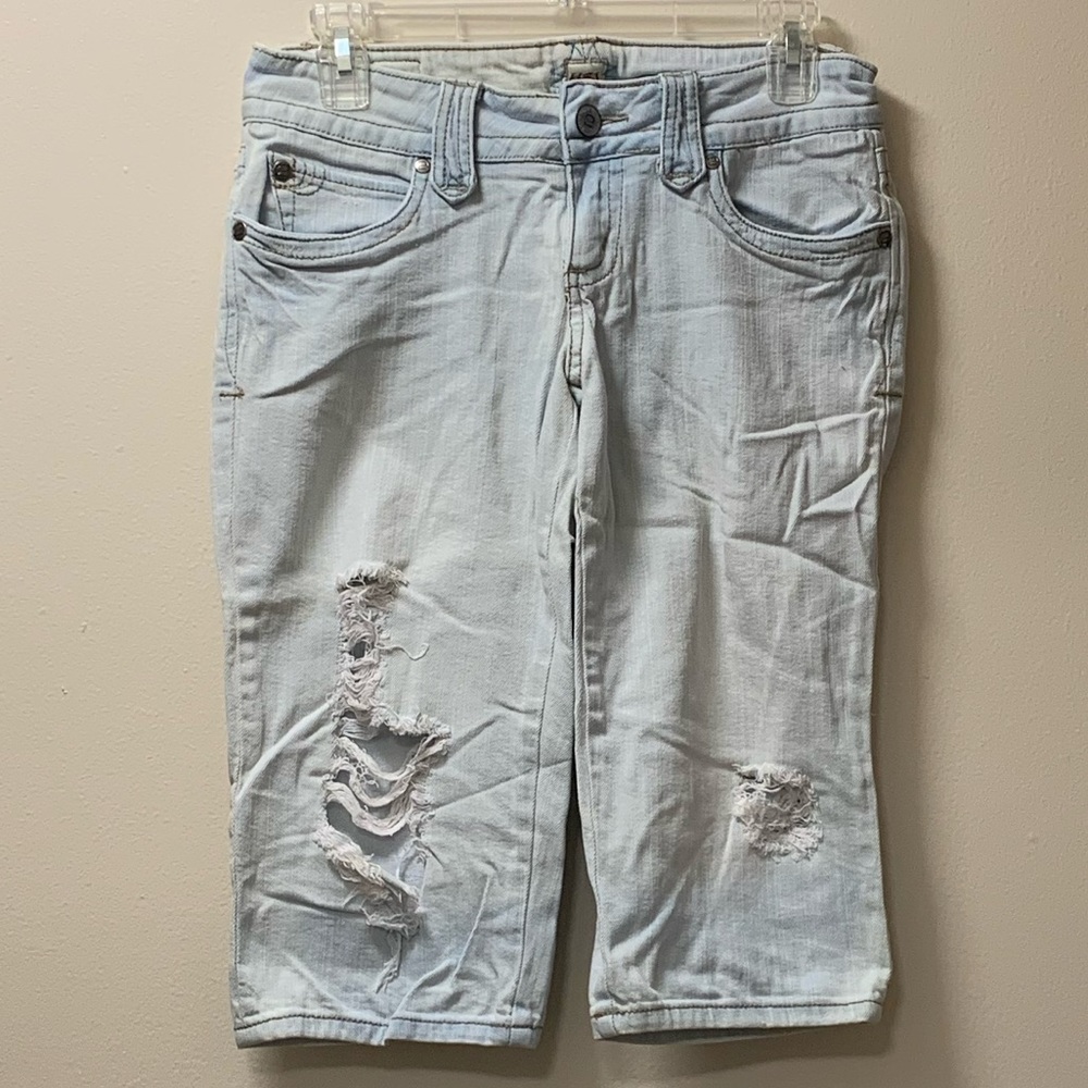 H2J Womens Distressed Bermuda Jean Shorts